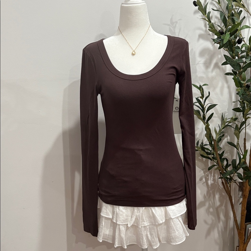 Mono B Chocolate Long Sleeve Top